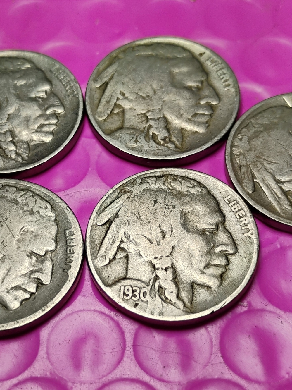 Buffalo Nickel - Silver Toned Coin1928 30 29 37 37  (Some#very Visble some Not